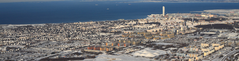 Mini bild över Malmö från ett flygplan